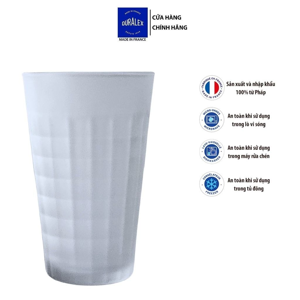 Bộ 2 cao D1062AS Duralex - Prisme trắng sương 500ml Thủy tinh cường lực cao cấp Pháp [Chính Hãng]