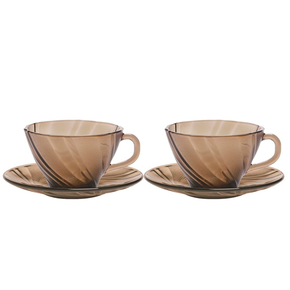 Bộ 2 Tách - Dĩa Beau Rivage nâu khói Creole 180ml