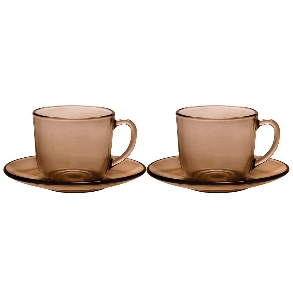 Bộ 2 Tách - Dĩa Lys nâu khói Creole 220ml